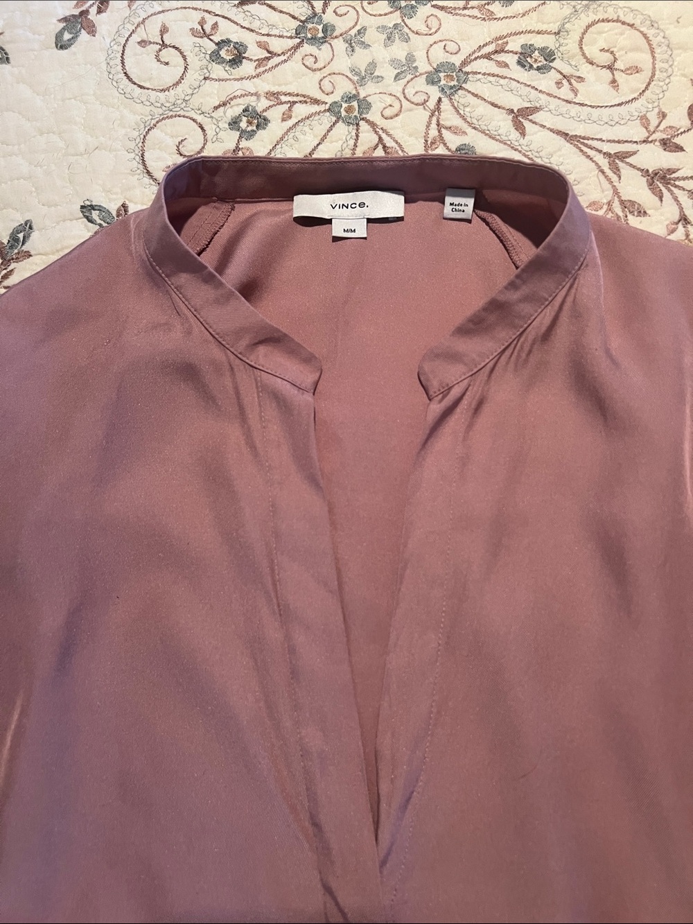 Vince Mauve Split-Neck Blouse
